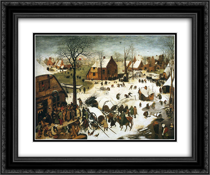 Census at Bethlehem 24x20 Black Ornate Wood Framed Art Print Poster with Double Matting by Bruegel the Elder, Pieter
