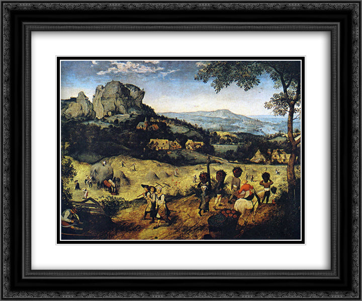 Haymaking 24x20 Black Ornate Wood Framed Art Print Poster with Double Matting by Bruegel the Elder, Pieter