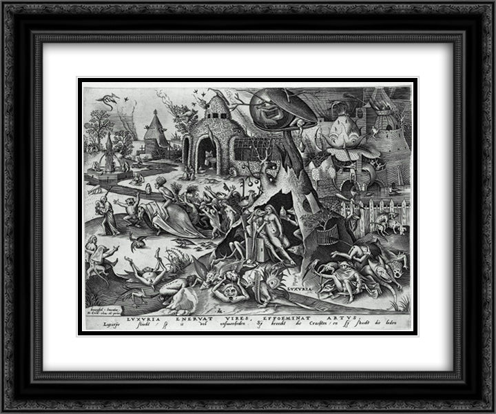 Lust 24x20 Black Ornate Wood Framed Art Print Poster with Double Matting by Bruegel the Elder, Pieter