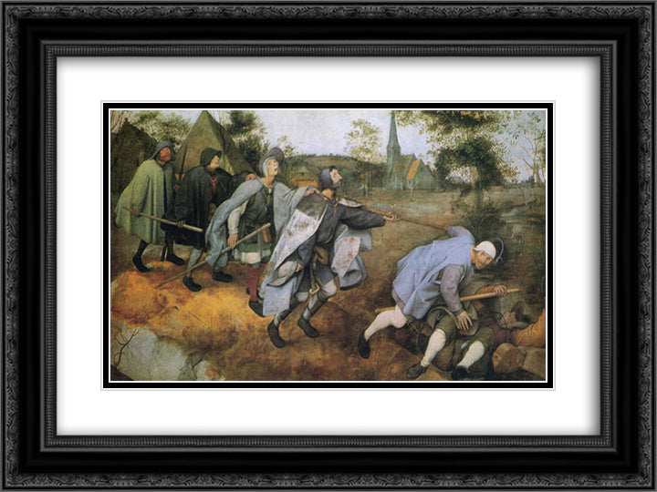 Parable of the Blind 24x18 Black Ornate Wood Framed Art Print Poster with Double Matting by Bruegel the Elder, Pieter