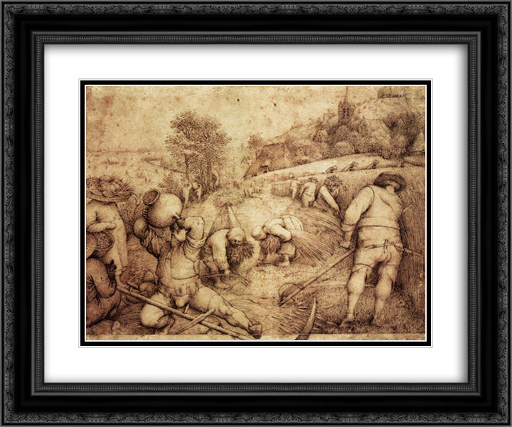 Summer 24x20 Black Ornate Wood Framed Art Print Poster with Double Matting by Bruegel the Elder, Pieter