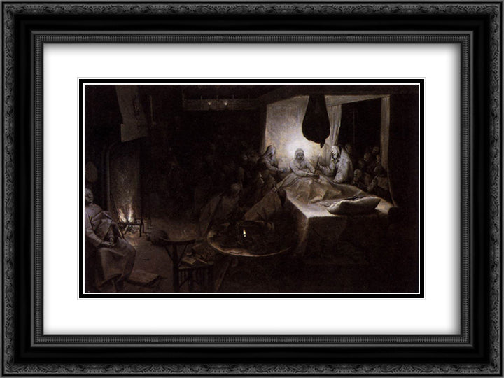 The Death of the Virgin 24x18 Black Ornate Wood Framed Art Print Poster with Double Matting by Bruegel the Elder, Pieter
