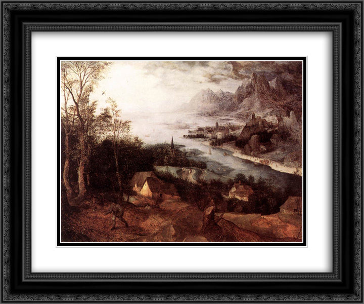 The Parable of the Sower 24x20 Black Ornate Wood Framed Art Print Poster with Double Matting by Bruegel the Elder, Pieter