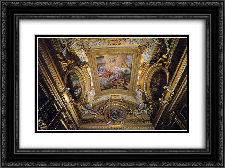 Ceiling Fresco in the Hall of Saturn 24x18 Black Ornate Wood Framed Art Print Poster with Double Matting by Cortona, Pietro da