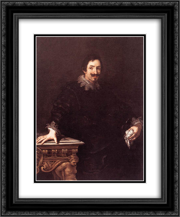 Marcello Sacchetti 20x24 Black Ornate Wood Framed Art Print Poster with Double Matting by Cortona, Pietro da