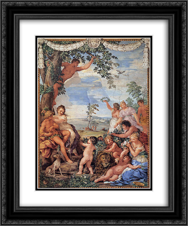 The Golden Age 20x24 Black Ornate Wood Framed Art Print Poster with Double Matting by Cortona, Pietro da