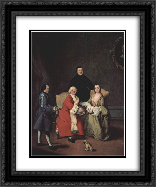 Conversation in the family 20x24 Black Ornate Wood Framed Art Print Poster with Double Matting by Longhi, Pietro