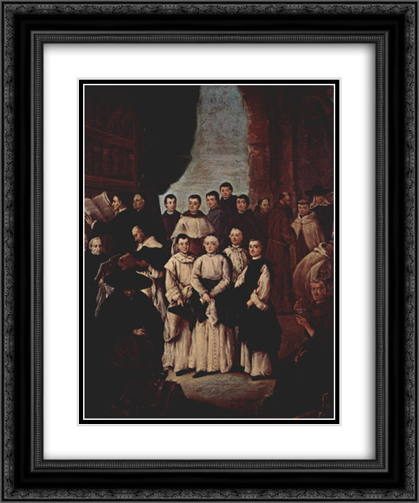 Friars in Venice 20x24 Black Ornate Wood Framed Art Print Poster with Double Matting by Longhi, Pietro