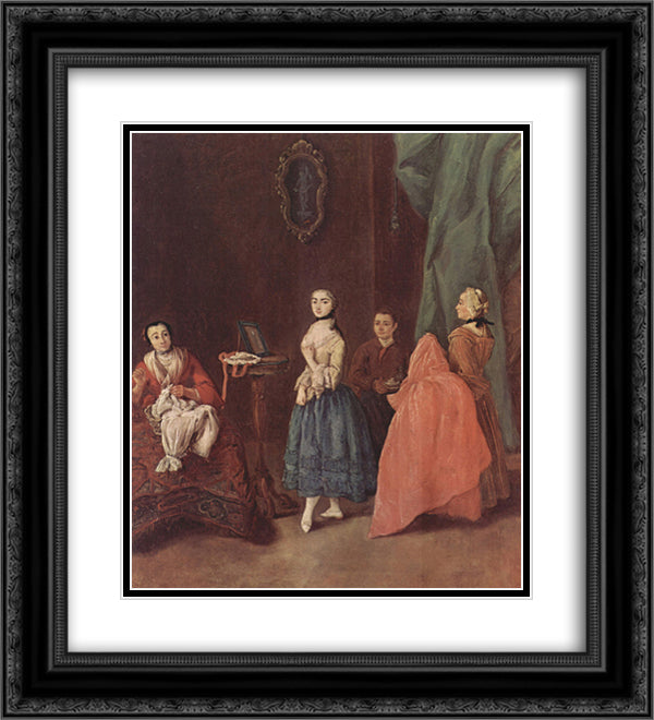Lady at the Dressmaker 20x22 Black Ornate Wood Framed Art Print Poster with Double Matting by Longhi, Pietro