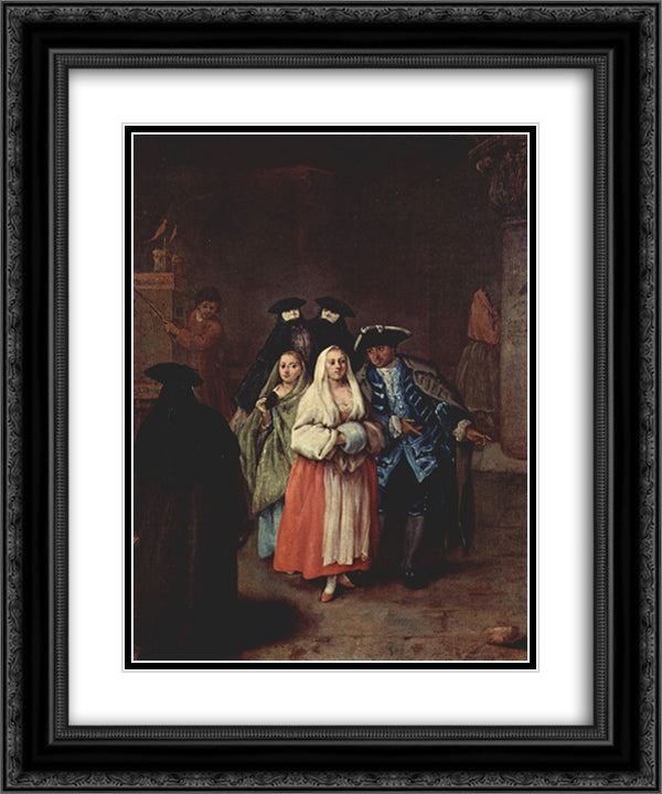 The `New World' 20x24 Black Ornate Wood Framed Art Print Poster with Double Matting by Longhi, Pietro