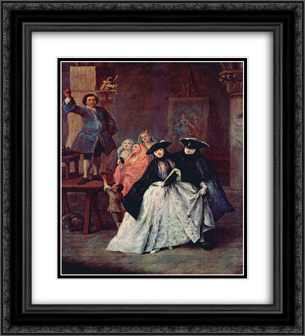 The Charlatan 20x22 Black Ornate Wood Framed Art Print Poster with Double Matting by Longhi, Pietro