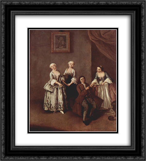 The Family 20x22 Black Ornate Wood Framed Art Print Poster with Double Matting by Longhi, Pietro