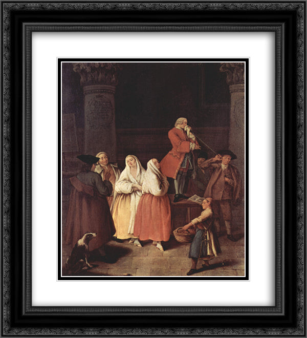 The Fortune Teller 20x22 Black Ornate Wood Framed Art Print Poster with Double Matting by Longhi, Pietro