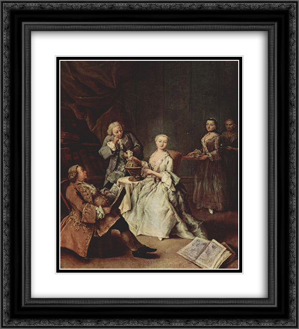 The Geography Lesson 20x22 Black Ornate Wood Framed Art Print Poster with Double Matting by Longhi, Pietro