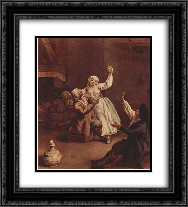 The Happy Couple 20x22 Black Ornate Wood Framed Art Print Poster with Double Matting by Longhi, Pietro