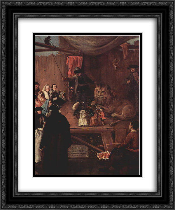 The Lion's Cage 20x24 Black Ornate Wood Framed Art Print Poster with Double Matting by Longhi, Pietro