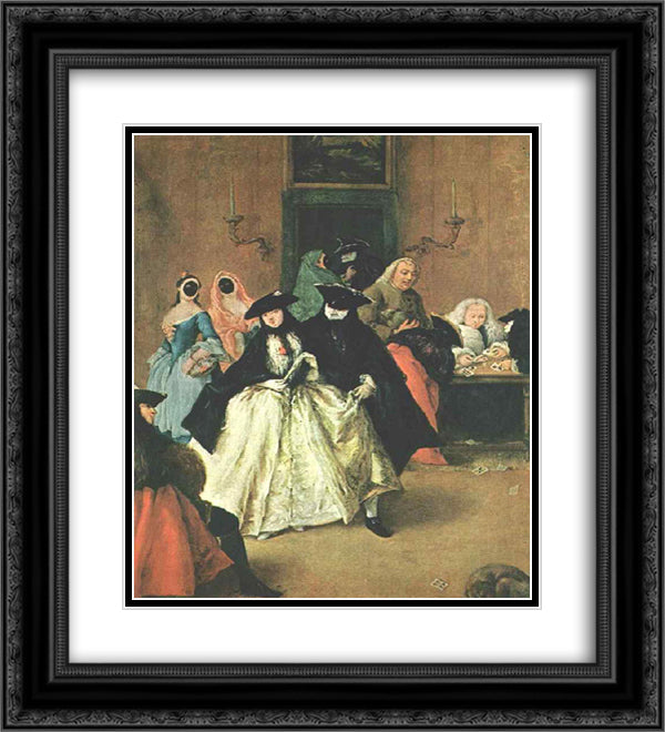 The Parlour 20x22 Black Ornate Wood Framed Art Print Poster with Double Matting by Longhi, Pietro