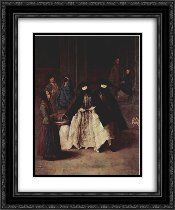 The Perfume Seller 20x24 Black Ornate Wood Framed Art Print Poster with Double Matting by Longhi, Pietro