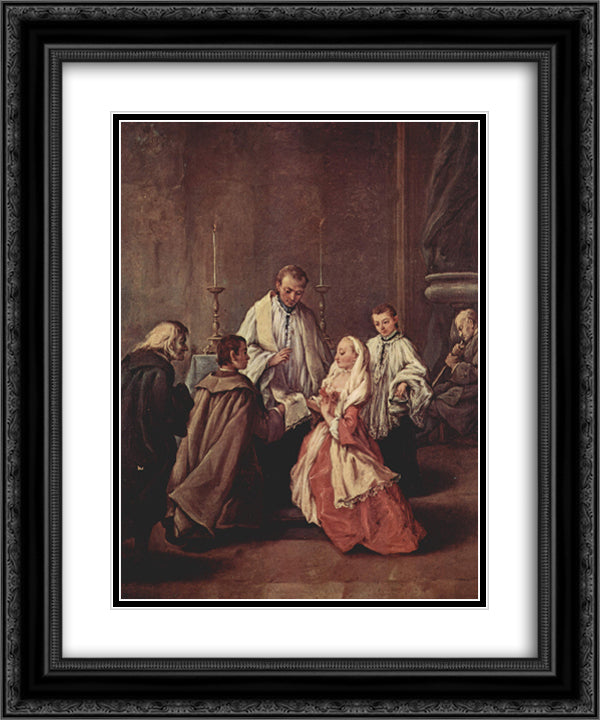 The Sacrament Of Marriage 20x24 Black Ornate Wood Framed Art Print Poster with Double Matting by Longhi, Pietro