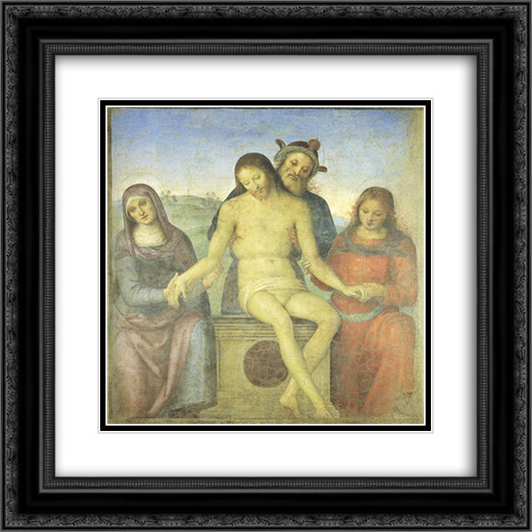 Christ in Pieta 20x20 Black Ornate Wood Framed Art Print Poster with Double Matting by Perugino, Pietro