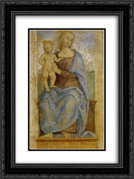 Madonna with Child. Oratory of Annunciation 18x24 Black Ornate Wood Framed Art Print Poster with Double Matting by Perugino, Pietro