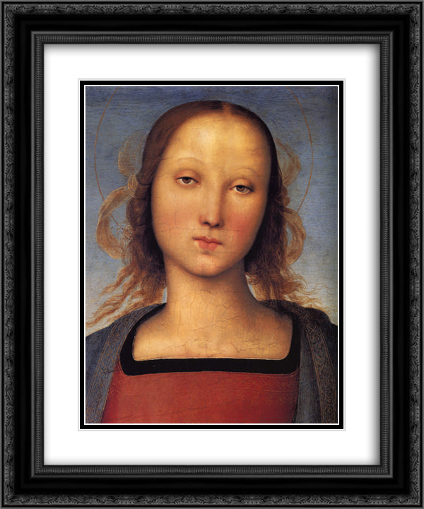 Madonna with Child (particular detail) 20x24 Black Ornate Wood Framed Art Print Poster with Double Matting by Perugino, Pietro