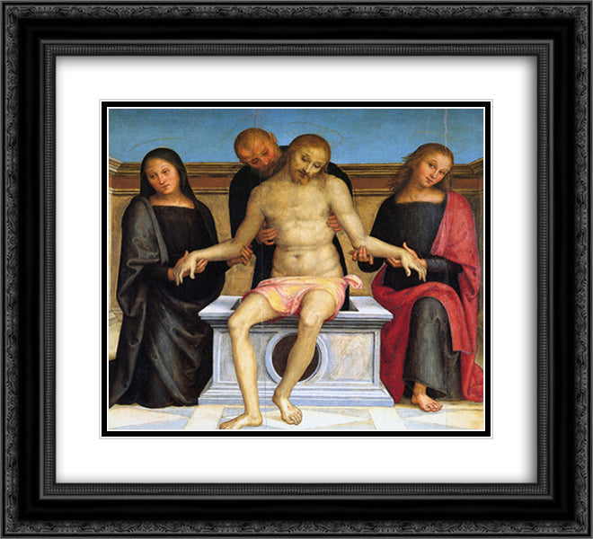 Pala di Sant Agostino (Pieta) 22x20 Black Ornate Wood Framed Art Print Poster with Double Matting by Perugino, Pietro