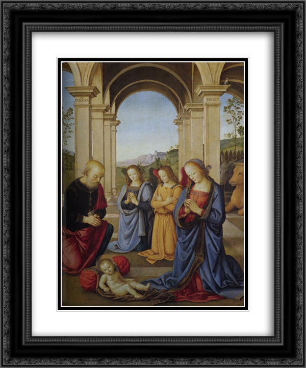 Polyptych Albani Torlonia (particular detail) 20x24 Black Ornate Wood Framed Art Print Poster with Double Matting by Perugino, Pietro