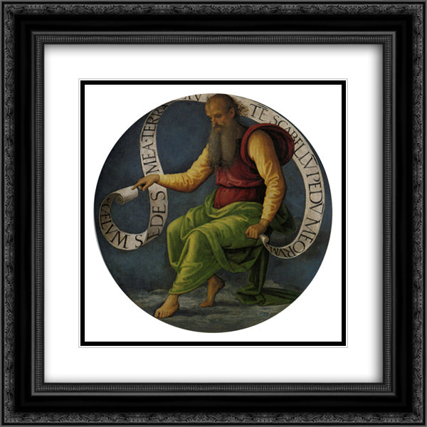 Polyptych of St. Peter (Prophet Isaiah) 20x20 Black Ornate Wood Framed Art Print Poster with Double Matting by Perugino, Pietro