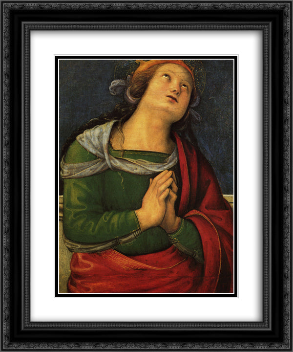 Polyptych of St. Peter (Santa Flavia) 20x24 Black Ornate Wood Framed Art Print Poster with Double Matting by Perugino, Pietro