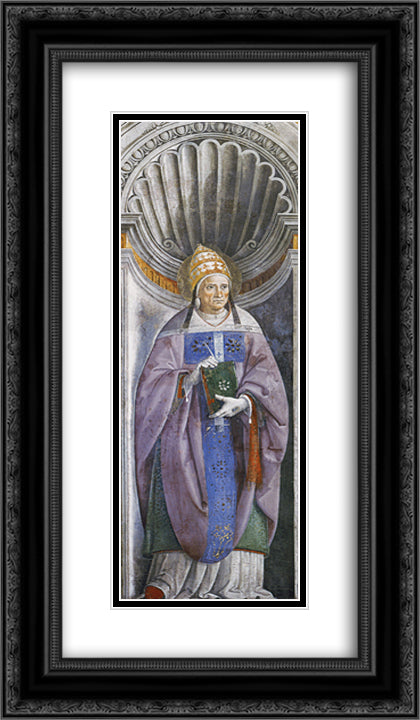 Pope Antero 14x24 Black Ornate Wood Framed Art Print Poster with Double Matting by Perugino, Pietro