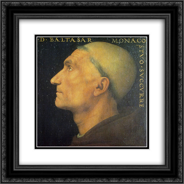 Potrait of Don Baldassarre 20x20 Black Ornate Wood Framed Art Print Poster with Double Matting by Perugino, Pietro