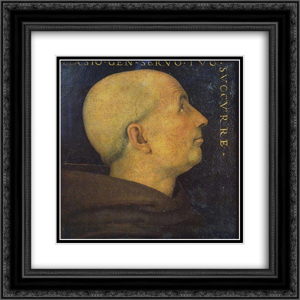 Potrait of Don Biagio Milanesi 20x20 Black Ornate Wood Framed Art Print Poster with Double Matting by Perugino, Pietro