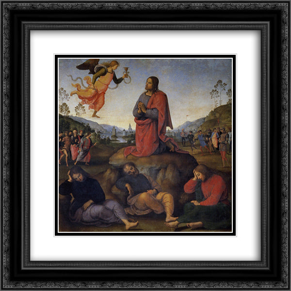 Praying for a Cup 20x20 Black Ornate Wood Framed Art Print Poster with Double Matting by Perugino, Pietro