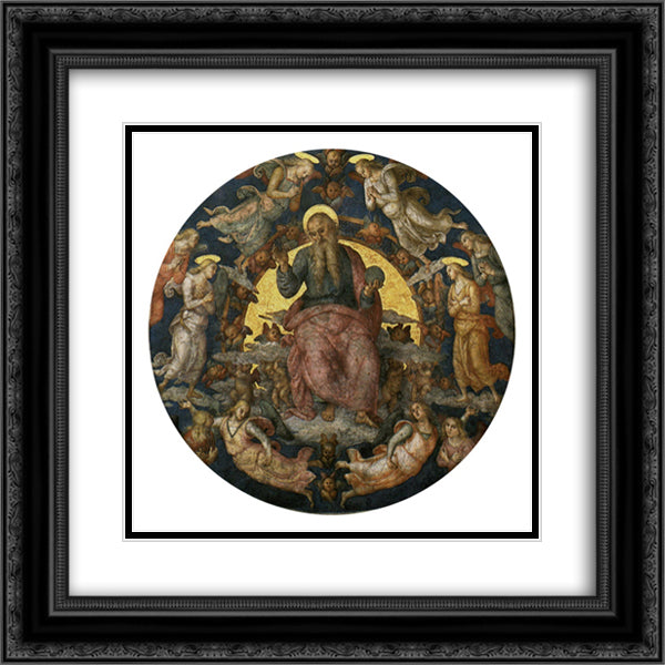 Room Torre Borgia 20x20 Black Ornate Wood Framed Art Print Poster with Double Matting by Perugino, Pietro