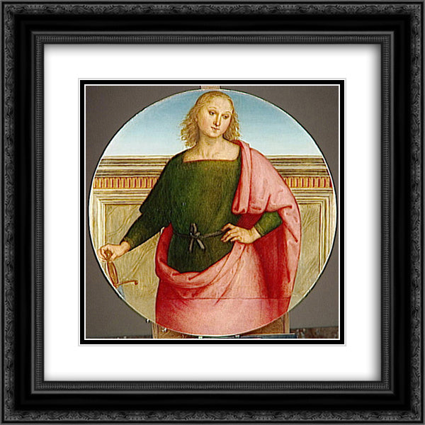 Saint 20x20 Black Ornate Wood Framed Art Print Poster with Double Matting by Perugino, Pietro