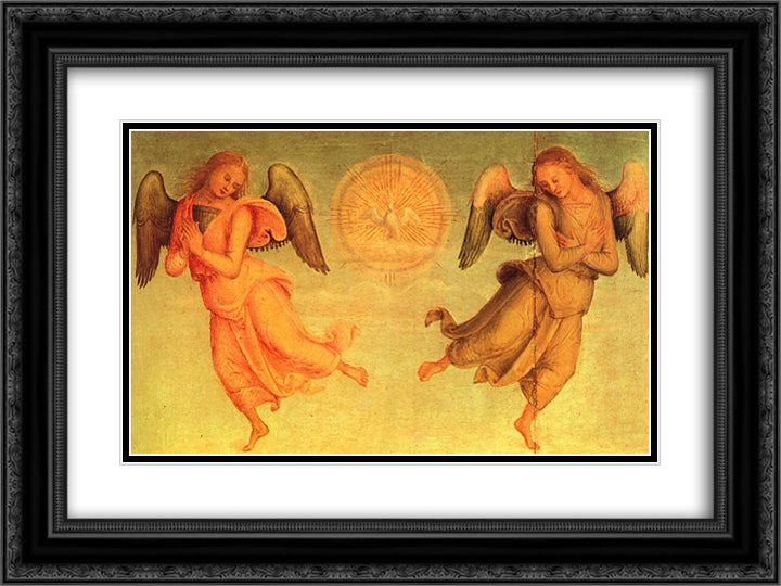 St. Augustine Polyptych (detail) 24x18 Black Ornate Wood Framed Art Print Poster with Double Matting by Perugino, Pietro