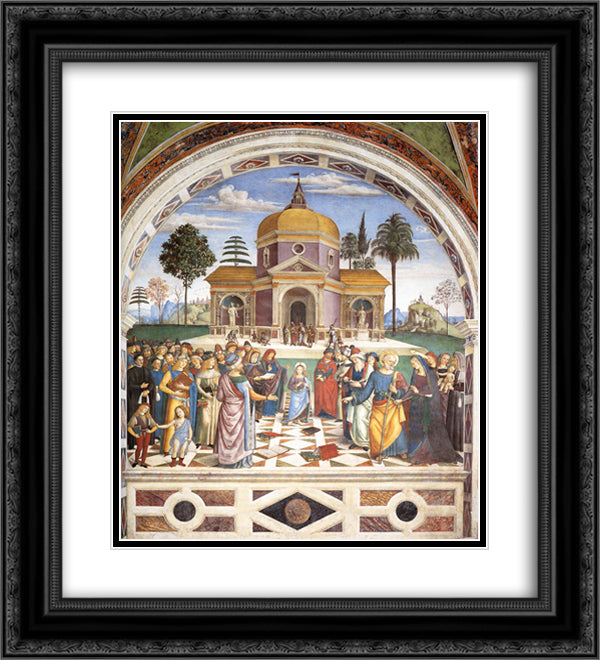 Christ among the Doctors 20x22 Black Ornate Wood Framed Art Print Poster with Double Matting by Pinturicchio