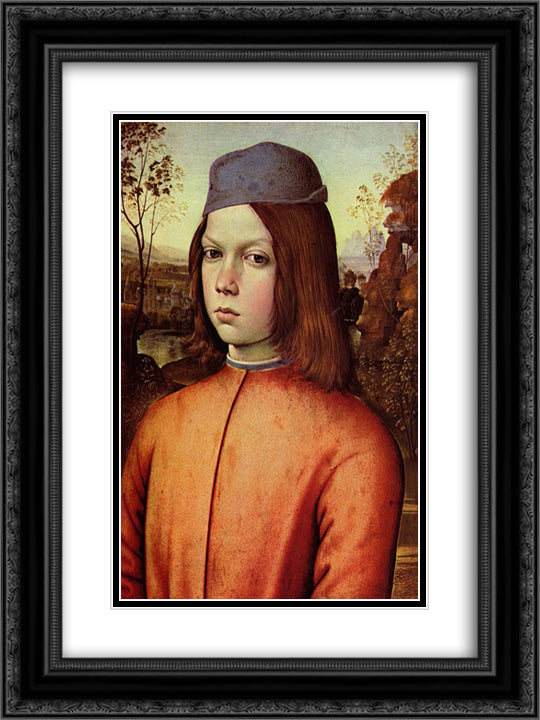 Portrait of a Boy 18x24 Black Ornate Wood Framed Art Print Poster with Double Matting by Pinturicchio