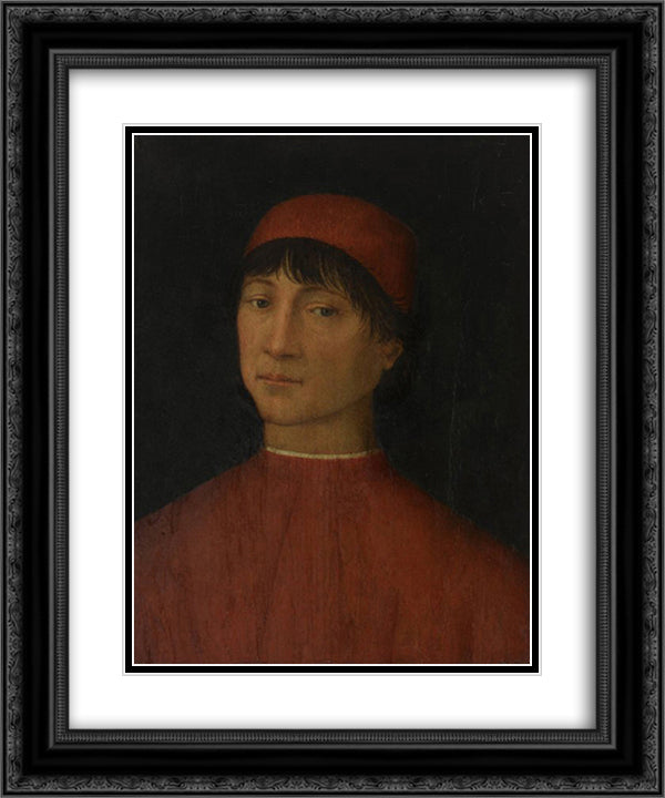 Portrait of a young Man 20x24 Black Ornate Wood Framed Art Print Poster with Double Matting by Pinturicchio