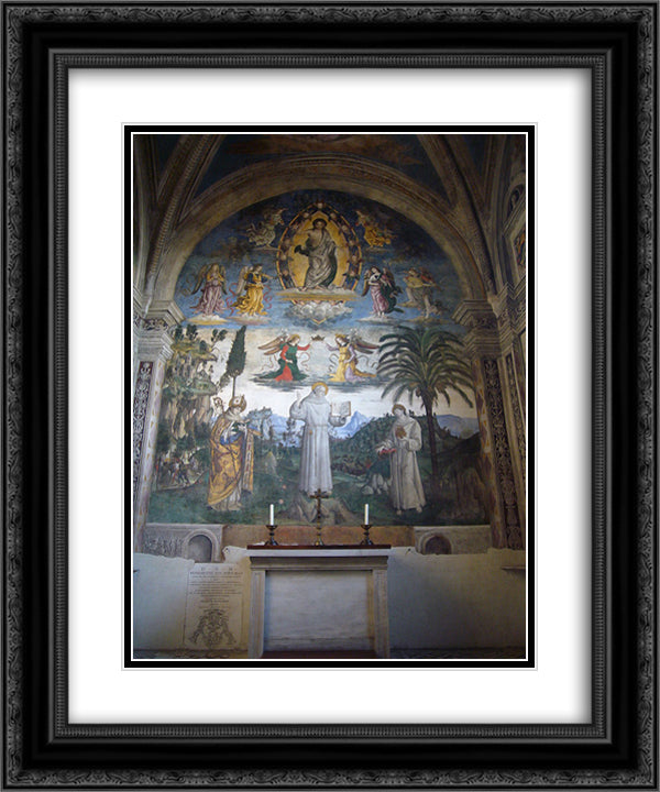 The Glory of St. Bernardino 20x24 Black Ornate Wood Framed Art Print Poster with Double Matting by Pinturicchio