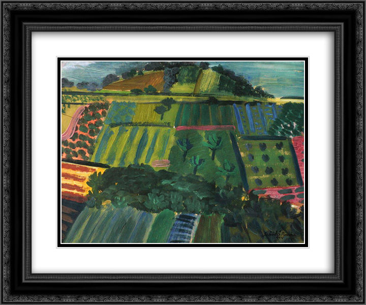 Hillside 24x20 Black Ornate Wood Framed Art Print Poster with Double Matting by Szanto, Piroska