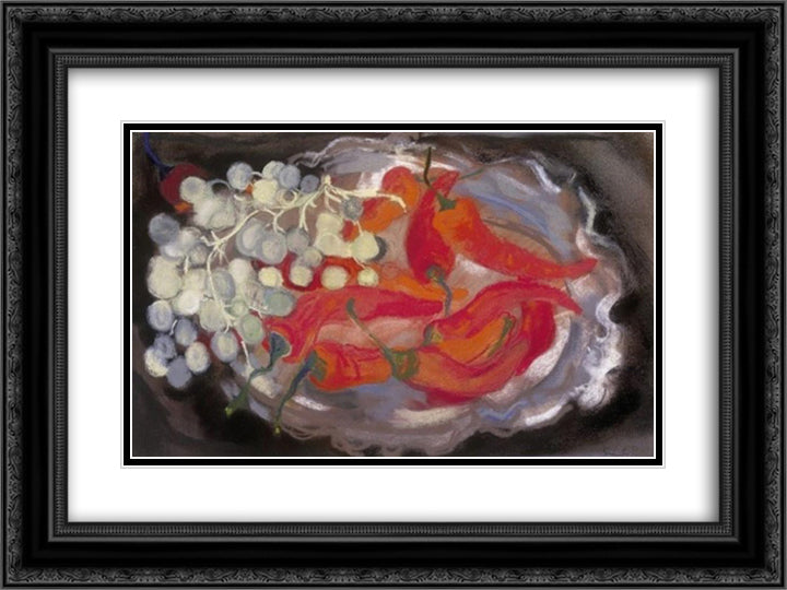 Red Peppers 24x18 Black Ornate Wood Framed Art Print Poster with Double Matting by Szanto, Piroska