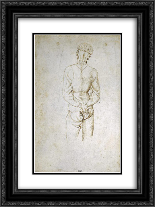 Study of a Young Man with his Hands tied behind his back 18x24 Black Ornate Wood Framed Art Print Poster with Double Matting by Pisanello
