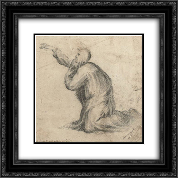 A kneeling saint in nun's robes 20x20 Black Ornate Wood Framed Art Print Poster with Double Matting by Nelli, Plautilla