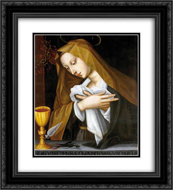 Pained Madonna 20x22 Black Ornate Wood Framed Art Print Poster with Double Matting by Nelli, Plautilla