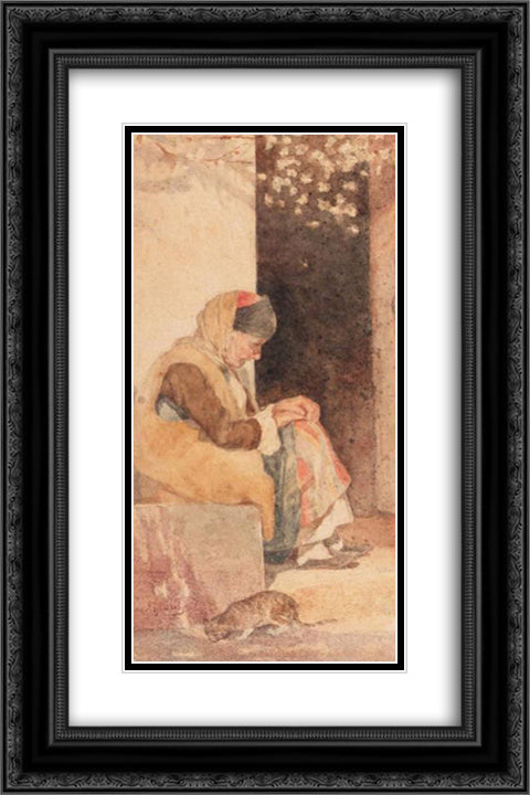 Grandmother 16x24 Black Ornate Wood Framed Art Print Poster with Double Matting by Lembesis, Polychronis