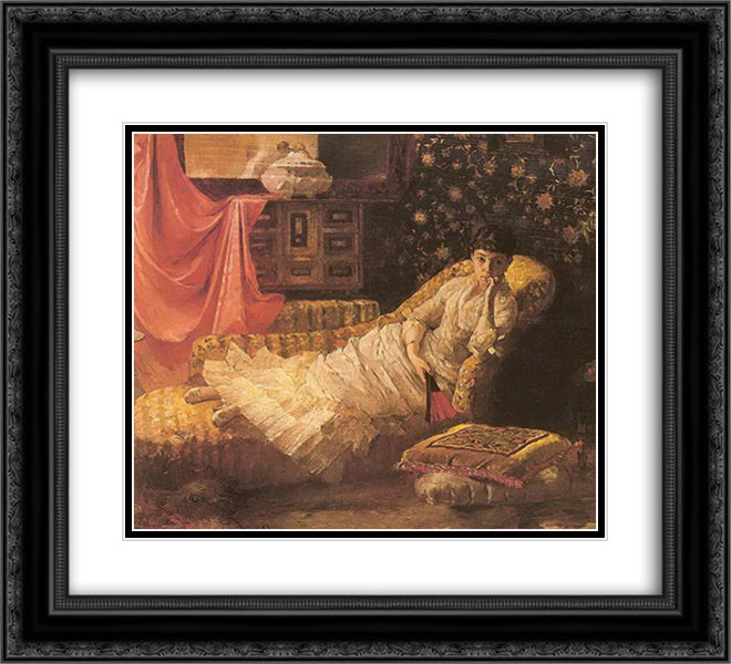 Portrait of Maria Dragoumi 22x20 Black Ornate Wood Framed Art Print Poster with Double Matting by Lembesis, Polychronis