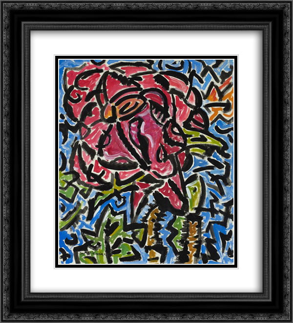 Composition 20x22 Black Ornate Wood Framed Art Print Poster with Double Matting by Zeid, Princess Fahrelnissa