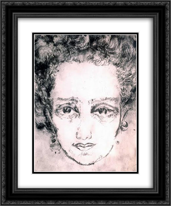 Self Portrait 20x24 Black Ornate Wood Framed Art Print Poster with Double Matting by Zeid, Princess Fahrelnissa